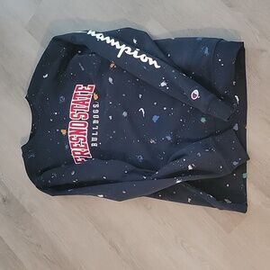 NWT Fresno State Bulldogs Champion Splatter Paint Sweat Shirt